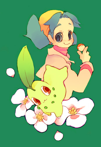 chikorita (pokemon and 1 more) drawn by kan_san