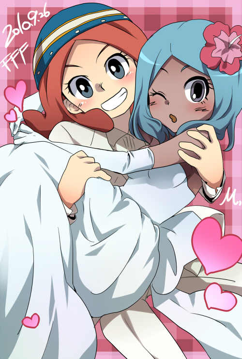 zaizen touko and urabe rika (inazuma eleven) drawn by marimo_danshaku