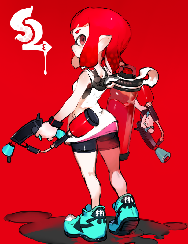 inkling player character and inkling girl (splatoon and 1 more) drawn by toridamono