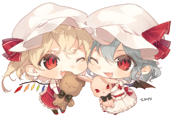 remilia scarlet and flandre scarlet (touhou) drawn by pig_ggul