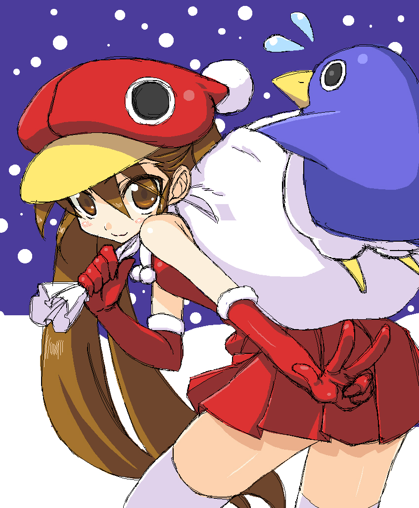 prinny and kazamatsuri fuuka (disgaea and 1 more) drawn by aonagi_hayate