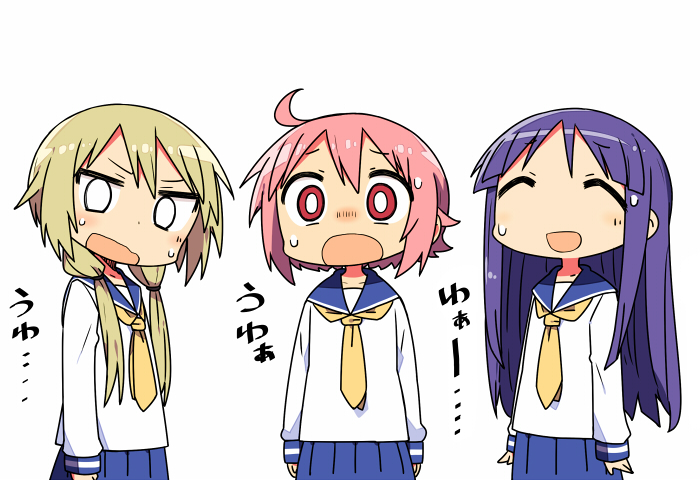 ichii yui, hinata yukari, and nonohara yuzuko (yuyushiki) drawn by kanikama