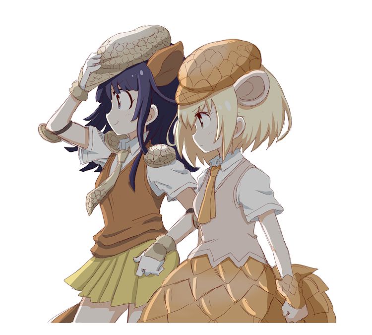 giant armadillo and giant pangolin (kemono friends) drawn by kadoko