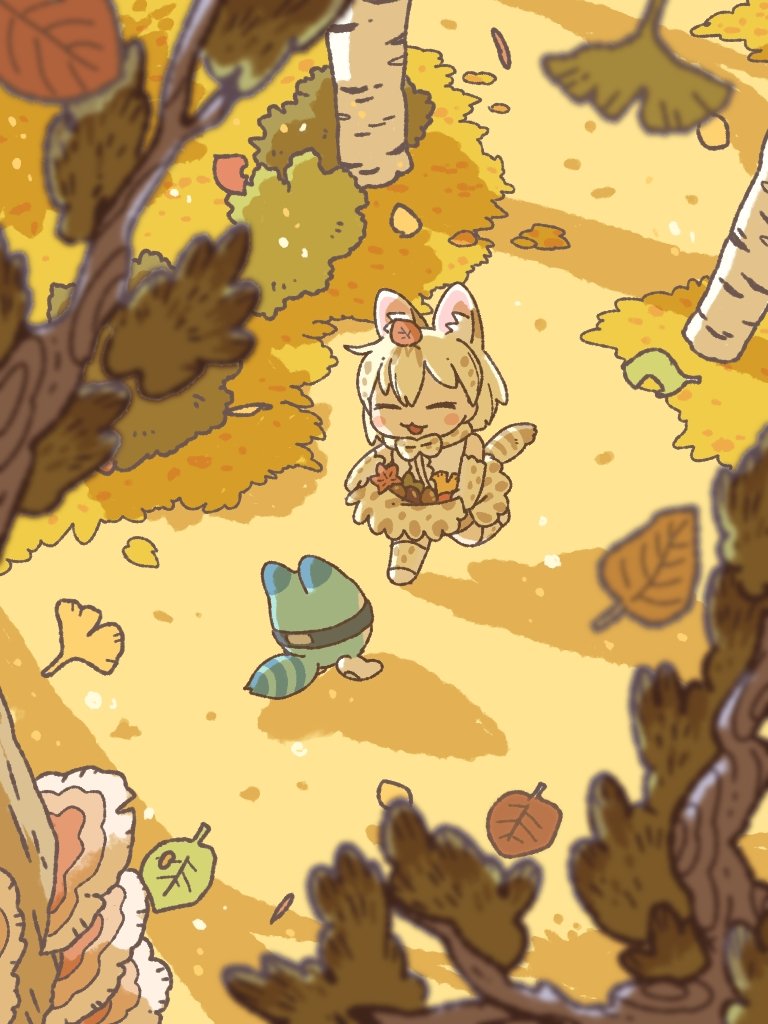 lucky beast and white serval (kemono friends and 1 more) drawn by kuro_shiro_(kuro96siro46)