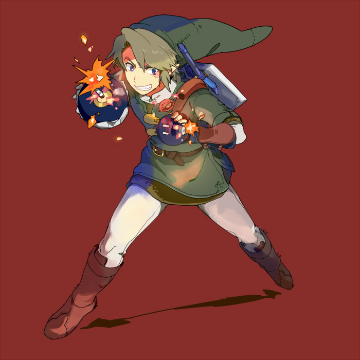 link and bob-omb (the legend of zelda and 2 more) drawn by nikayu