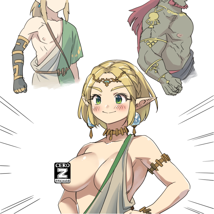 link, princess zelda, and ganondorf (the legend of zelda and 1 more) drawn by monbetsu_kuniharu