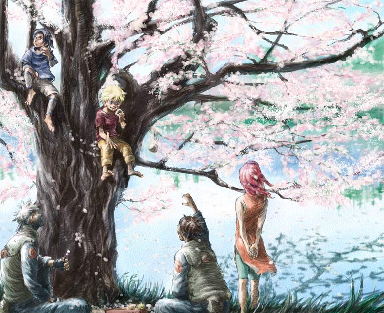 haruno sakura, uzumaki naruto, uchiha sasuke, and hatake kakashi (naruto) drawn by noeen