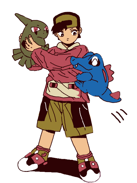 ethan, totodile, and larvitar (pokemon and 1 more) drawn by yaichi