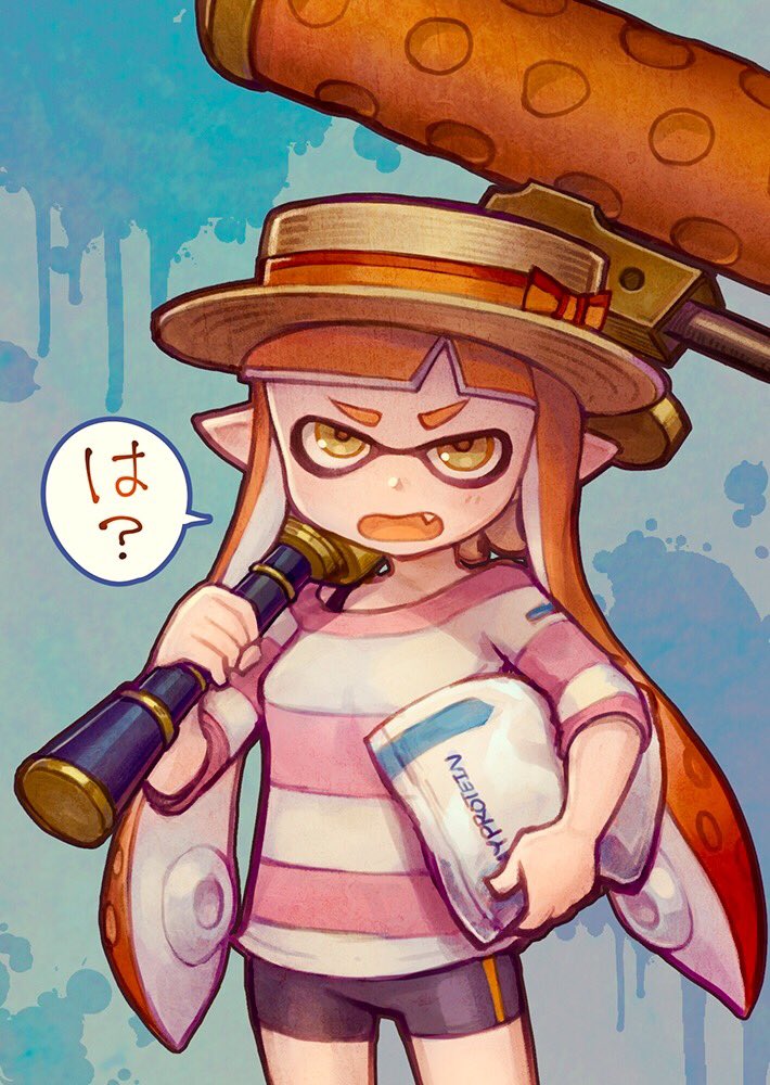 inkling player character and inkling girl (splatoon) drawn by kiitos