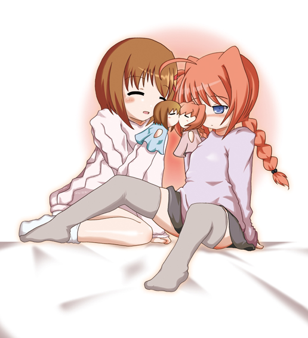 yagami hayate and vita (lyrical nanoha and 2 more) drawn by sch