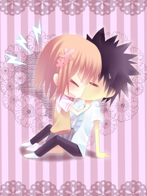 misaka mikoto and kamijou touma (toaru majutsu no index and 1 more) drawn by hisame_(nekousatan)