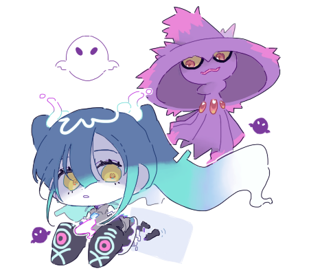 hatsune miku, mismagius, and ghost miku (pokemon and 2 more) drawn by cs_voca