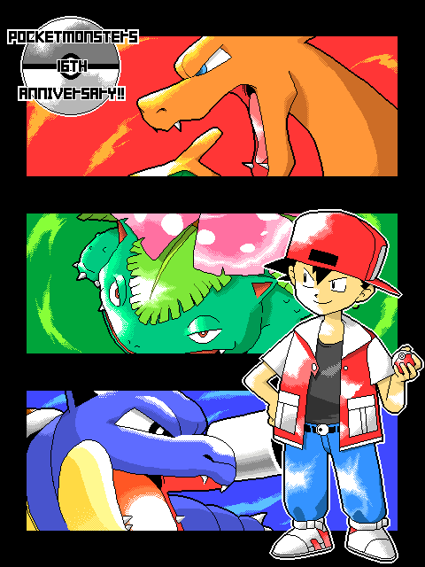 red, charizard, venusaur, and blastoise (pokemon and 1 more) drawn by tenzaru_(tegaki)