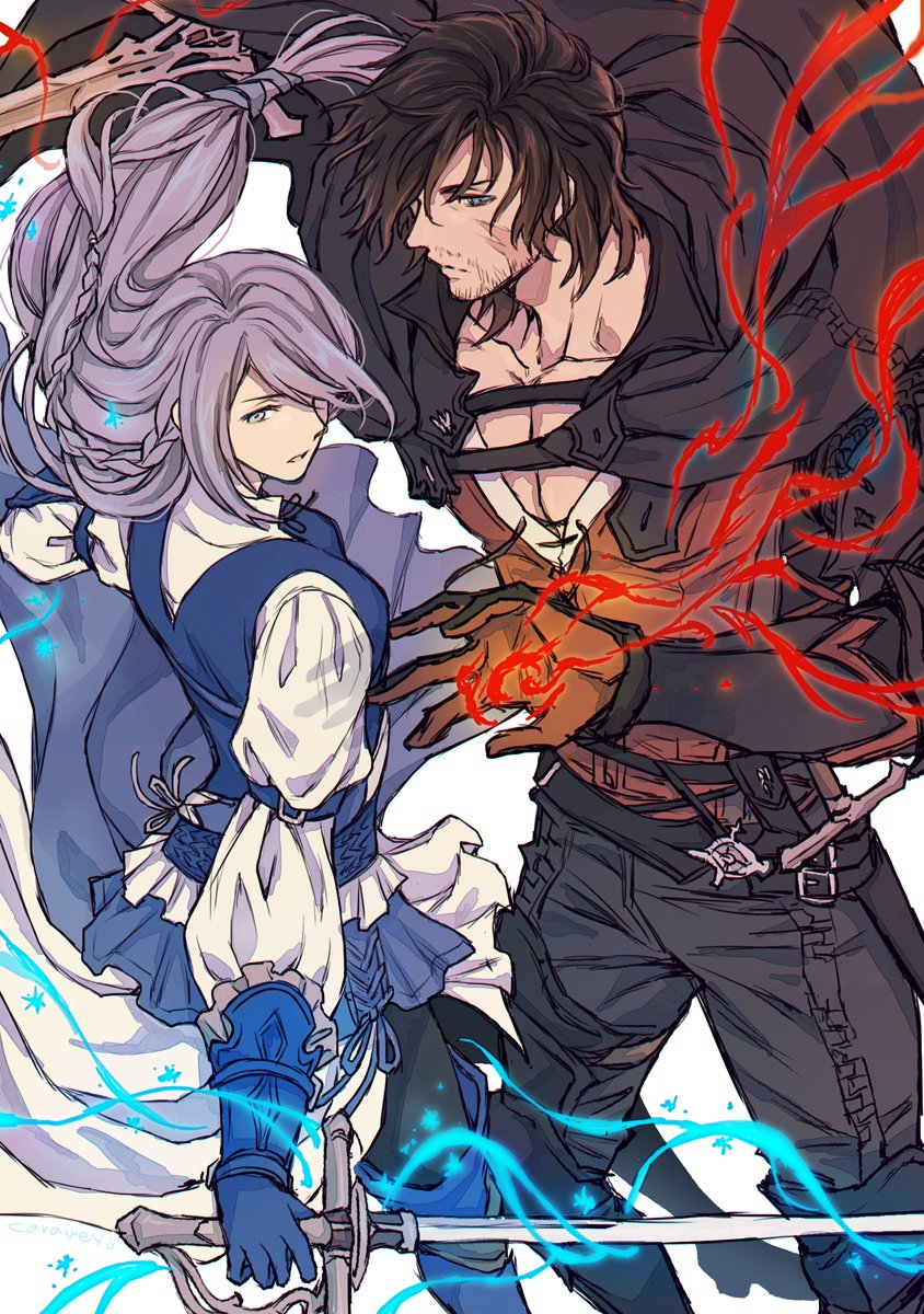 clive rosfield and jill warrick (final fantasy and 1 more) drawn by reitomo