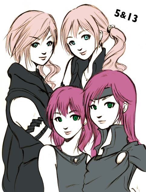 lenna charlotte tycoon, lightning farron, faris scherwiz, and serah farron (final fantasy and 2 more) drawn by wt-nine