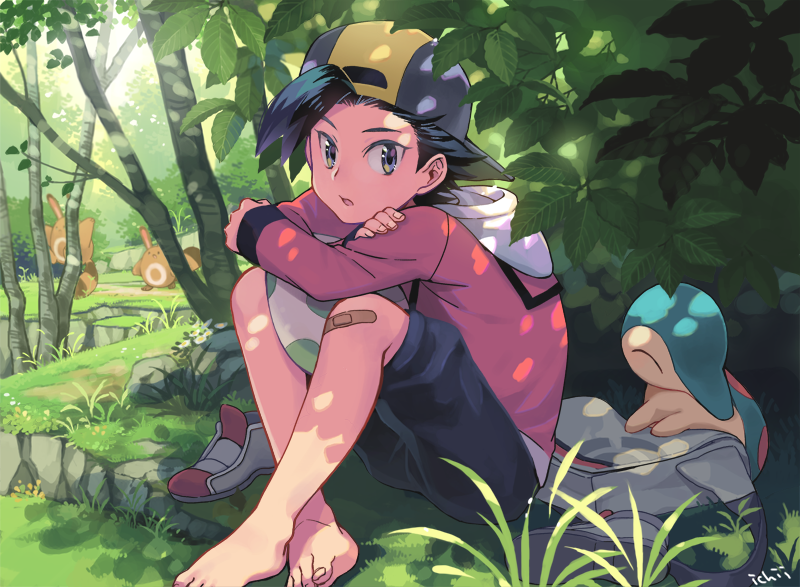 ethan, cyndaquil, and sentret (pokemon and 2 more) drawn by xichii |  Danbooru
