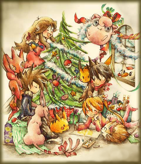 pikachu, red, blue oak, espeon, jigglypuff, and 7 more (pokemon and 1 more) drawn by kazaori
