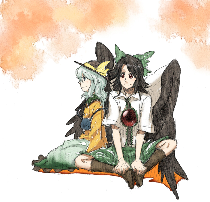 komeiji koishi and reiuji utsuho (touhou) drawn by torinone
