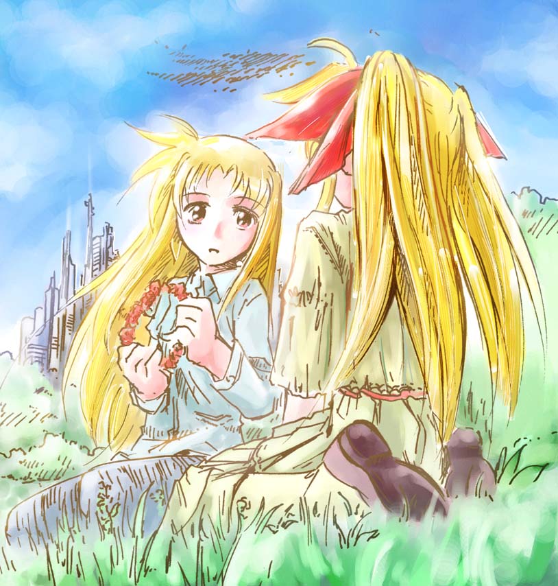 fate testarossa and alicia testarossa (lyrical nanoha and 2 more) drawn by jason_(kaiten_kussaku_kikou)