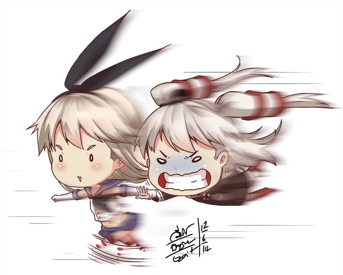 shimakaze and amatsukaze (kantai collection) drawn by go-it