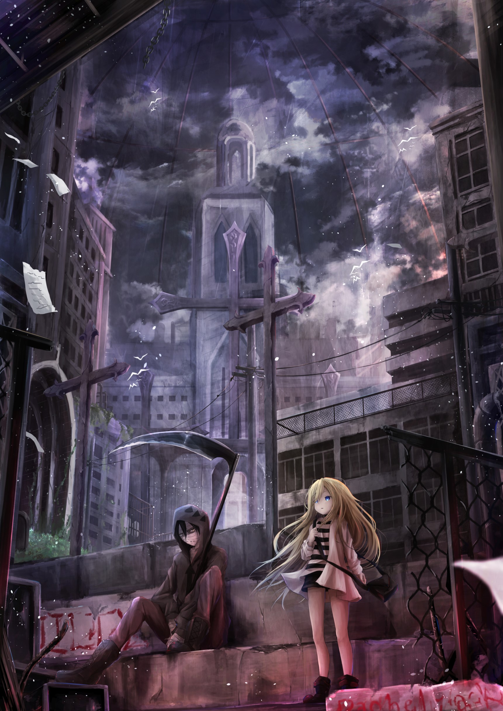 rachel gardner and isaac foster (satsuriku no tenshi) drawn by