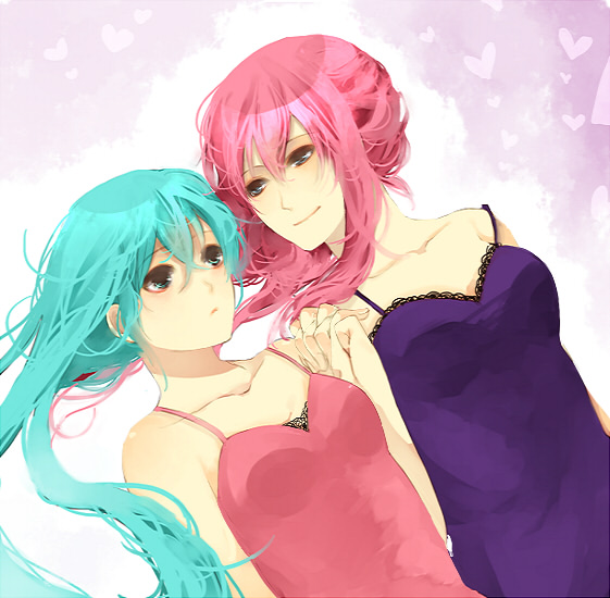 hatsune miku and megurine luka (vocaloid) drawn by mlpn