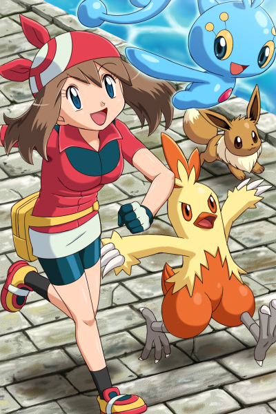 may, eevee, manaphy, and combusken (pokemon) drawn by pokemoa
