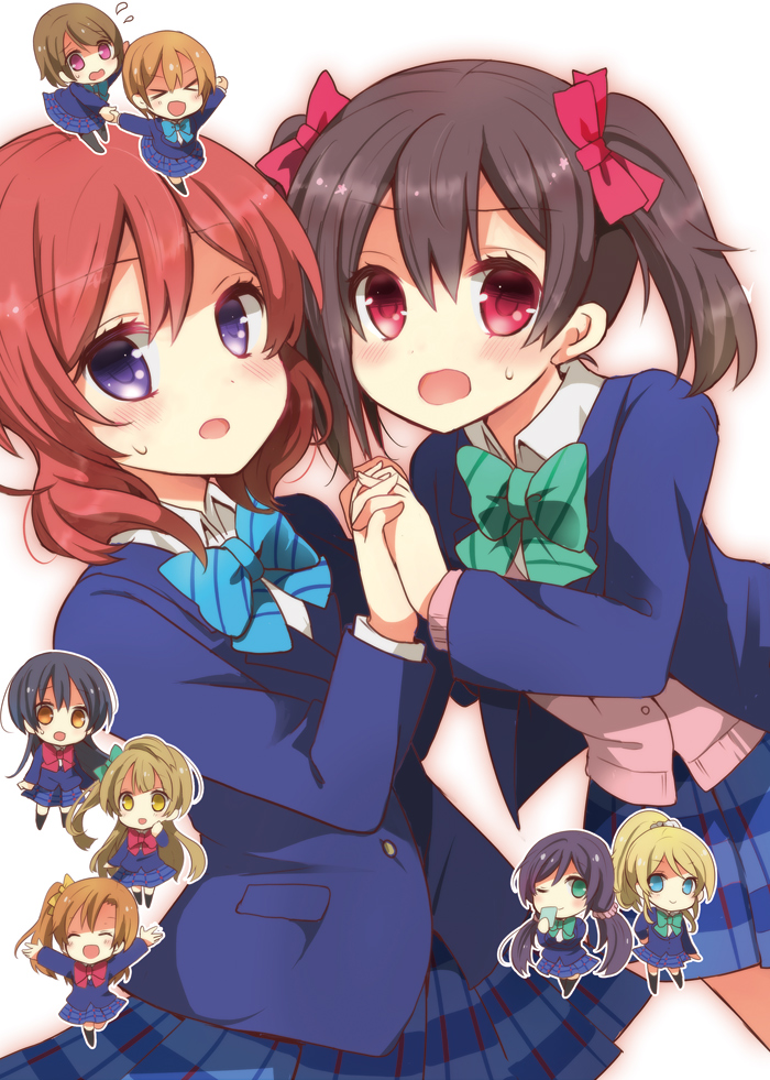 nishikino maki, tojo nozomi, sonoda umi, yazawa nico, ayase eli, and 3 more (love live! and 1 more) drawn by shiroi_hakuto
