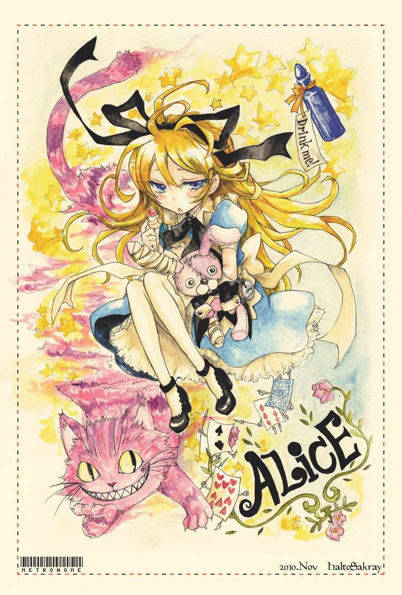 alice and cheshire cat (alice's adventures in wonderland) drawn by sakurai_haruto