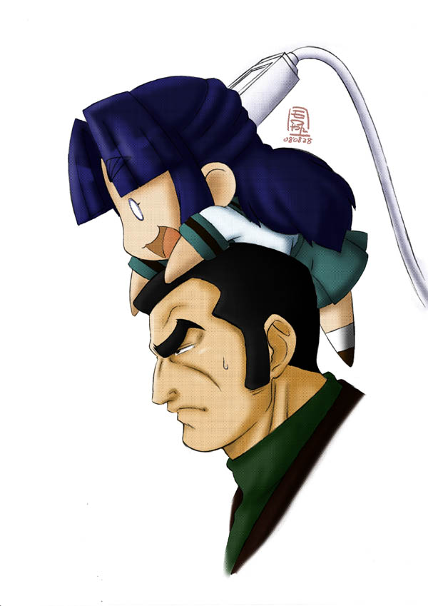 asakura ryoko and duke tougou (suzumiya haruhi no yuuutsu and 1 more) drawn by moroyan