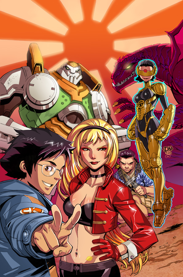 baymax, hiro hamada, gogo tomago, honey lemon, wasabi-no-ginger, and 2 more (marvel and 1 more) drawn by david_nakayama