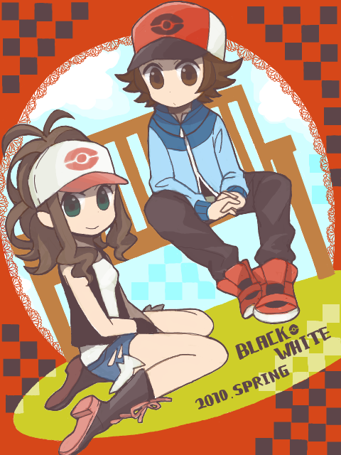 hilda and hilbert (pokemon and 1 more) drawn by toco_(tegaki)