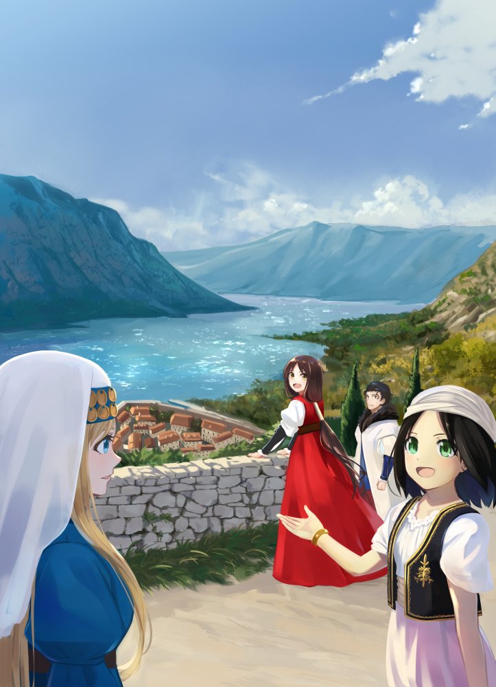 lisa, olha, and tzivyah (aege-kai wo wataru hana-tachi) drawn by hinoshita_akame