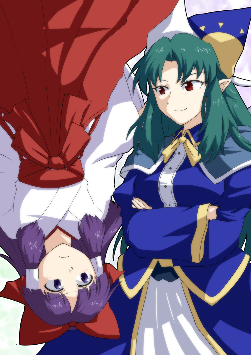 hakurei reimu and mima (touhou) drawn by sakuragi_rian