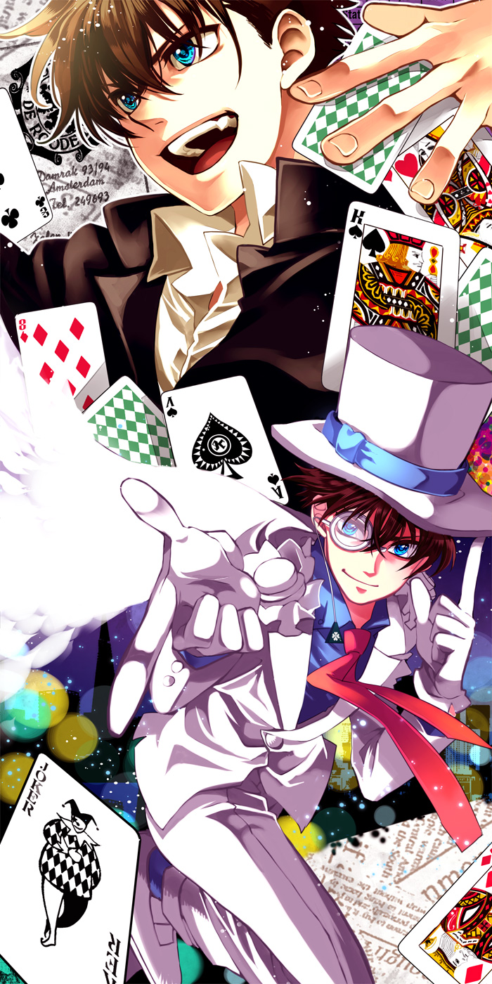kaitou kid and kuroba kaito (meitantei conan and 1 more) drawn by wokome