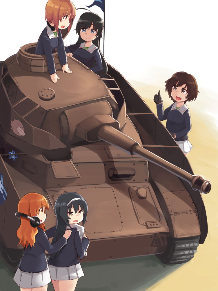 nishizumi miho, akiyama yukari, takebe saori, reizei mako, and isuzu hana (girls und panzer) drawn by victor_(tama_e_akira)