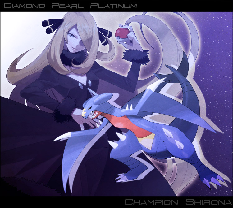cynthia and garchomp (pokemon and 1 more) drawn by sumizuki