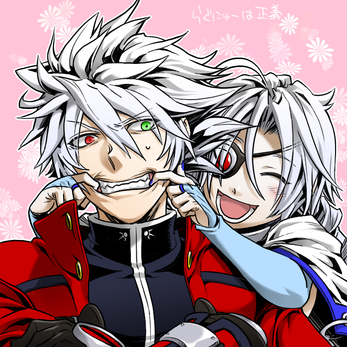ragna the bloodedge and nu-13 (blazblue) drawn by kobayakawa_haruyoshi
