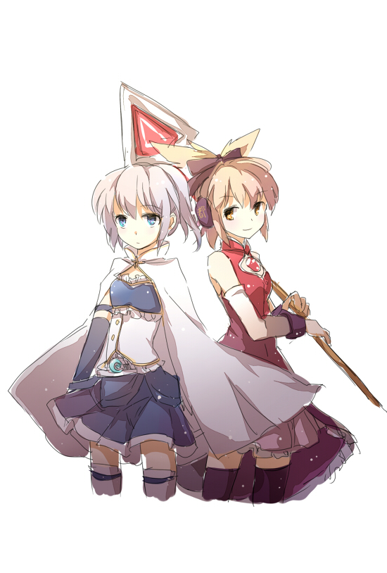miki sayaka, sakura kyoko, toyosatomimi no miko, and mononobe no futo (touhou and 1 more) drawn by yetworldview_kaze