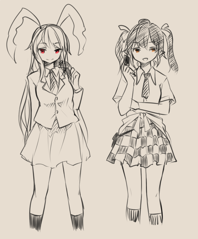 reisen udongein inaba and himekaidou hatate (touhou) drawn by miyo_(ranthath)