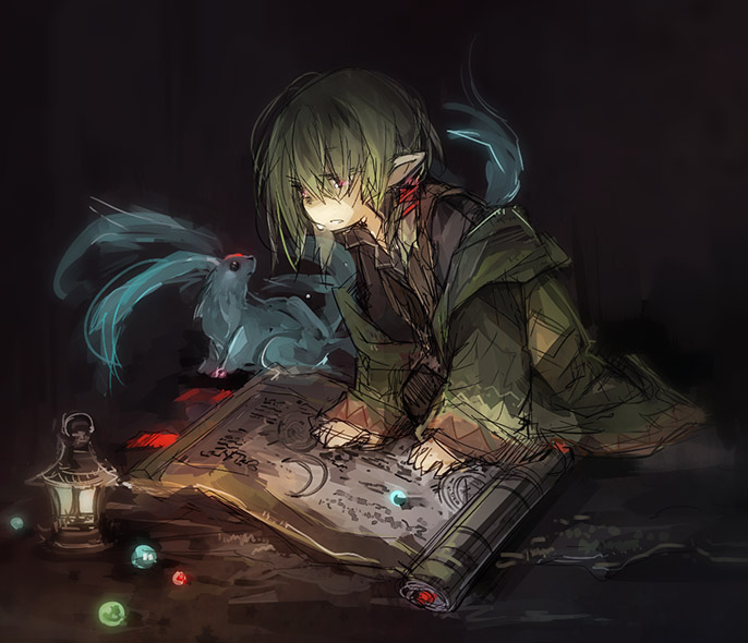 adventurer, carbuncle, and summoner (final fantasy and 1 more) drawn by fujiwara_akina
