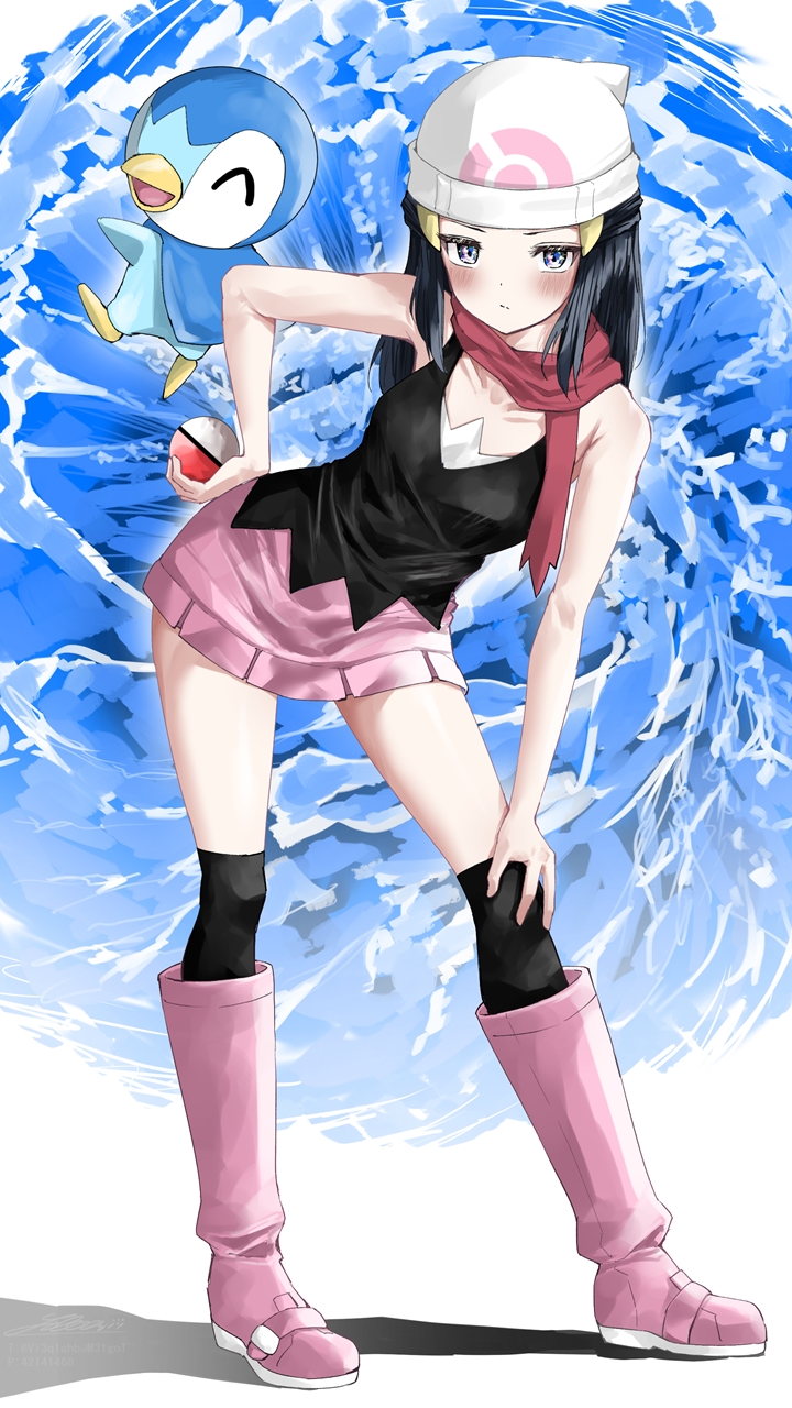 dawn and piplup (pokemon and 1 more) drawn by shirubaa