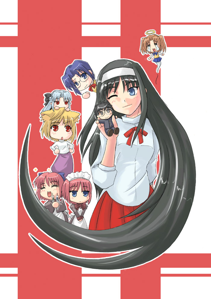 arcueid brunestud, ciel, tohno akiha, kohaku, tohno shiki, and 3 more (tsukihime)