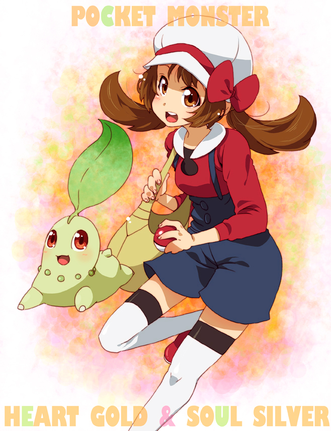lyra and chikorita (pokemon and 1 more) drawn by takanashi_ringo