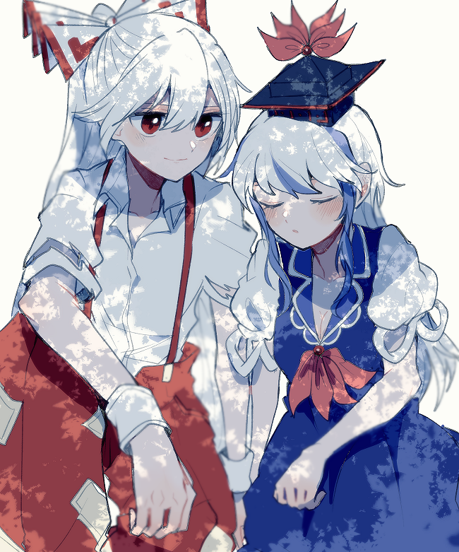 fujiwara no mokou and kamishirasawa keine (touhou) drawn by itomugi-kun