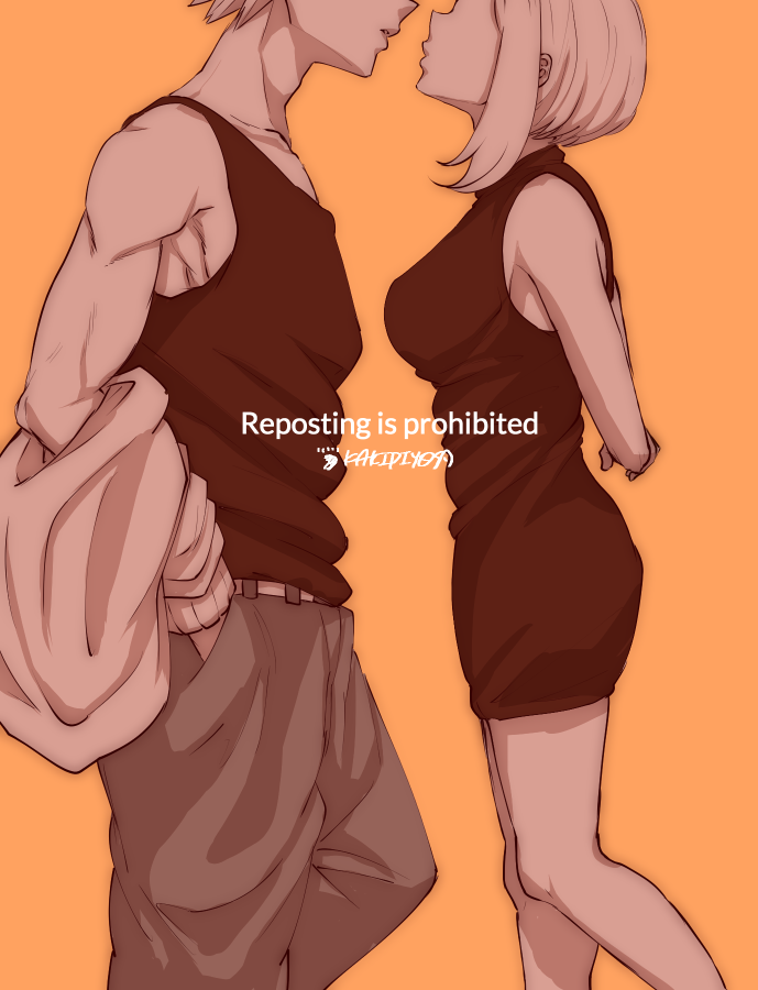 bakugou katsuki and uraraka ochaco (boku no hero academia) drawn by kaki_piyo