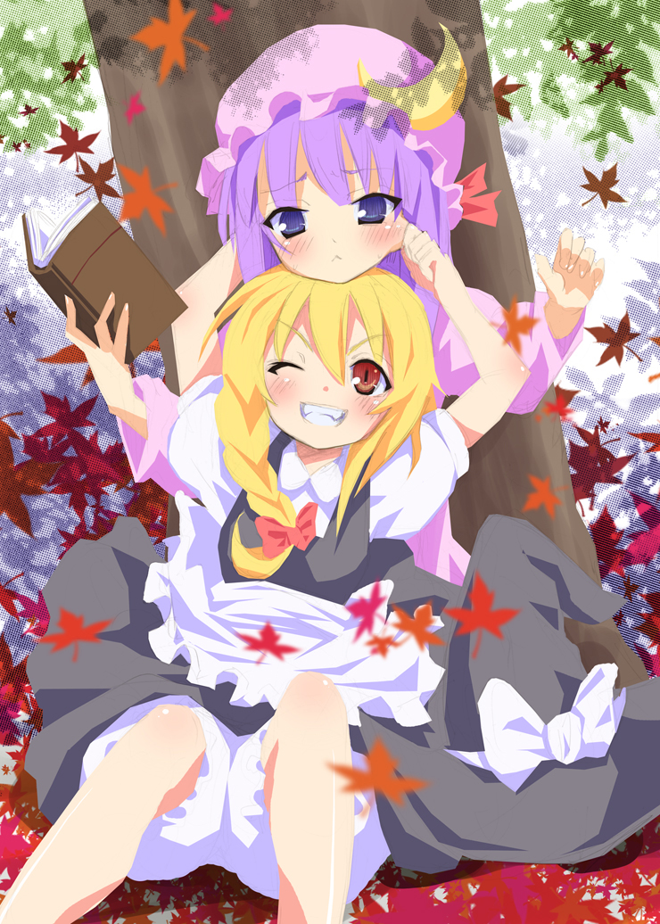 kirisame marisa and patchouli knowledge (touhou) drawn by miyao_ryuu