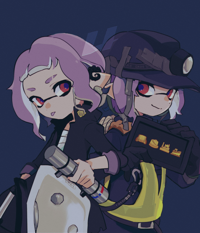 inkling player character and inkling girl (splatoon) drawn by imaikuy0