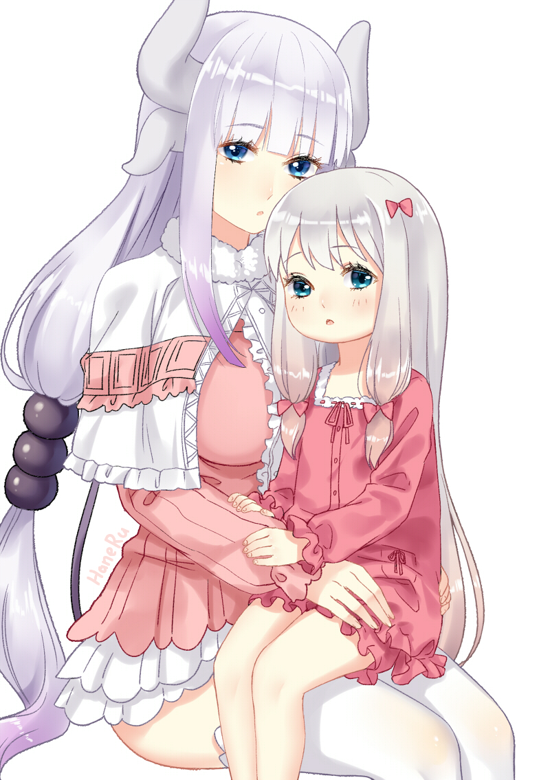 kanna kamui and izumi sagiri (kobayashi-san chi no maidragon and 1 more) drawn by haneru