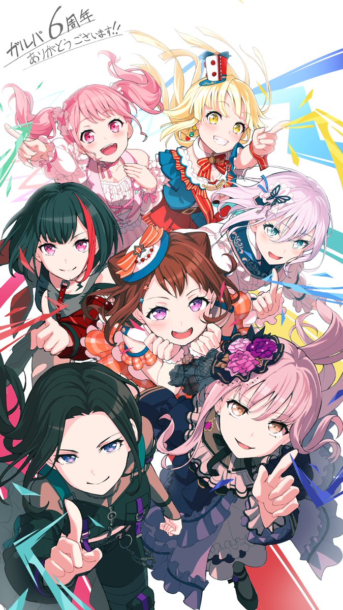 mitake ran, tsurumaki kokoro, maruyama aya, minato yukina, toyama kasumi, and 2 more (bang dream!) drawn by nobusawa_osamu